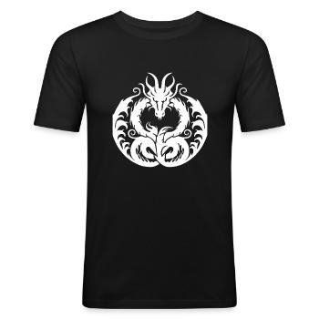 Fantasy Dragon Anime Dragon Head Mythical reptile - Men's Slim Fit T-Shirt - black - Front - Nik (191cm)