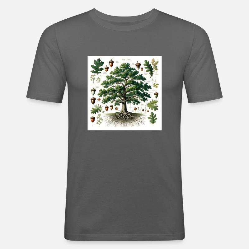Botanik Eiche - Männer Slim Fit T-Shirt - Graphite