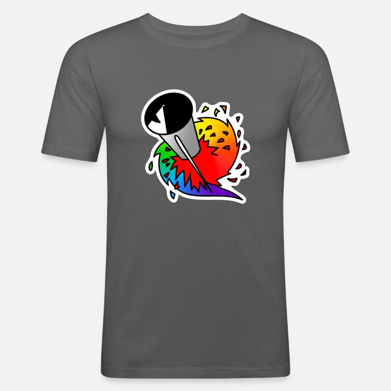Rainbow Rocket : Sticky Queer Pride - Men's Slim Fit T-Shirt - graphite grey