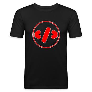 Coding Logo - Männer Slim Fit T-Shirt - Schwarz - Vorne - Nik (191cm)