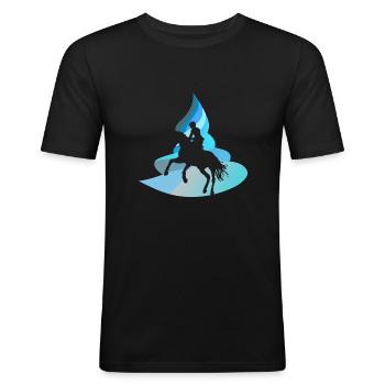 Cheval de dressage cavalier de dressage - T-shirt près du corps Homme - noir - Devant - Nik (191cm)