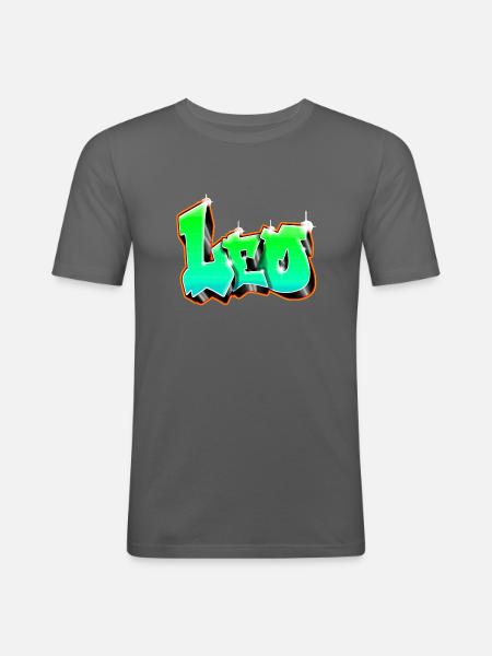 Leo Graffiti Green - Men's Slim Fit T-Shirt - graphite grey
