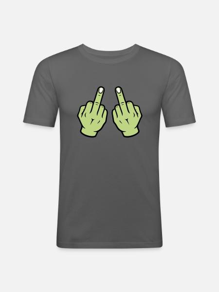 Middle Finger Hand - Men's Slim Fit T-Shirt - graphite grey