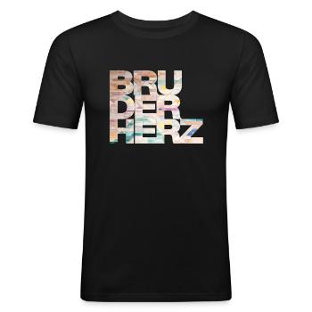 Bruderherz Bester Bruder der Welt Geschenkidee - Männer Slim Fit T-Shirt - Schwarz - Vorne - Nik (191cm)