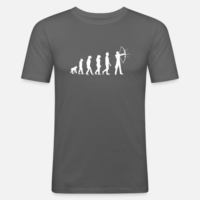 Evolution des Bogenschießens - Männer Slim Fit T-Shirt - Graphite