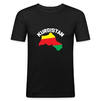 Carte du Kurdistan - T-shirt près du corps Homme - noir - Devant - Nik (191cm)