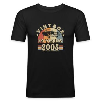 Vintage 2005 Born In 2005 19 Years Anniversary - Men's Slim Fit T-Shirt - black - Front - Nik (191cm)
