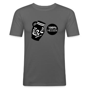 Bembel 100% HESSEN #FFM #BembelDesign #069 - Männer Slim Fit T-Shirt - Graphite - Vorne - Nik (191cm)