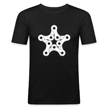 Chaîne de vélo - T-shirt près du corps Homme - noir - Devant - Nik (191cm)