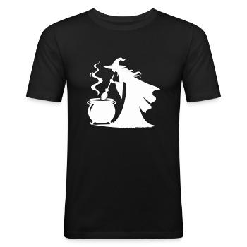 hexe kochtopf - Männer Slim Fit T-Shirt - Schwarz - Vorne - Nik (191cm)