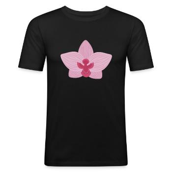 Orchidée lilas - T-shirt près du corps Homme - noir - Devant - Nik (191cm)