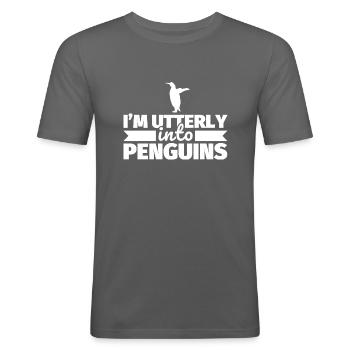 Pinguin lustiger Spruch Pinguin-Liebhaber - Männer Slim Fit T-Shirt - Graphite - Vorne - Nik (191cm)