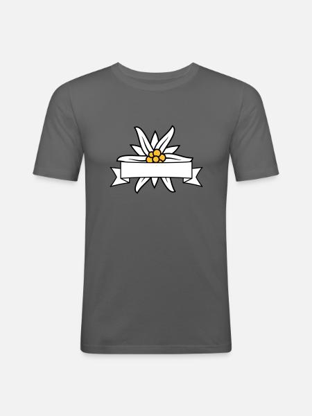Text banner Edelweiss - Men's Slim Fit T-Shirt - graphite grey