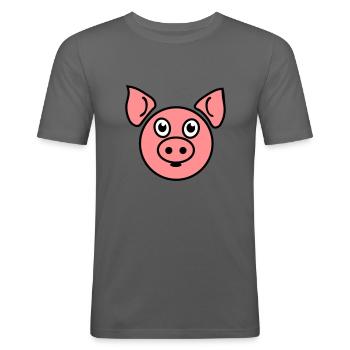Pig - Männer Slim Fit T-Shirt - Graphite - Vorne - Nik (191cm)