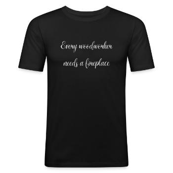 Déclaration Charpentier Blague Drôle - T-shirt près du corps Homme - noir - Devant - Nik (191cm)