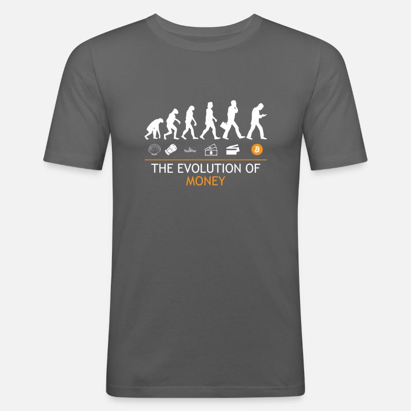 Die Evolution der Geld-Bitcoins - Männer Slim Fit T-Shirt - Graphite