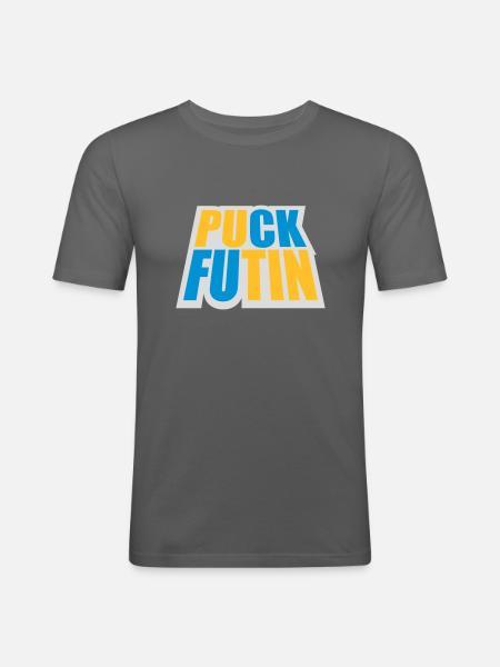 puck futin logo design - Men's Slim Fit T-Shirt - graphite grey