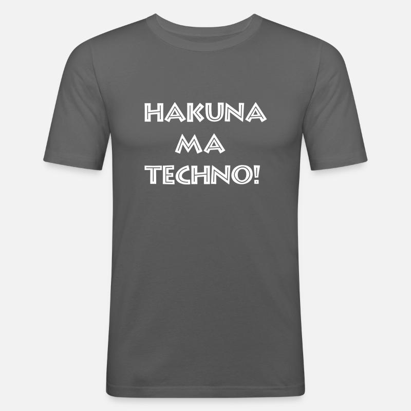 Hakuna Ma Techno_white - Männer Slim Fit T-Shirt - Graphite