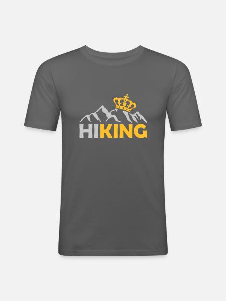 Hiking Krone Berge King - Men's Slim Fit T-Shirt - graphite grey