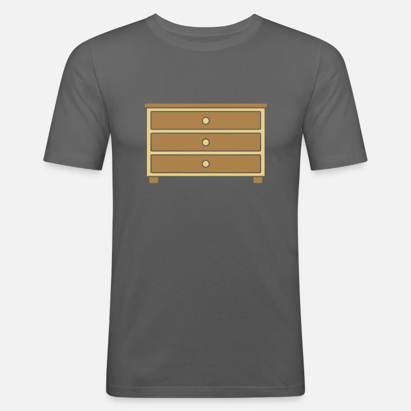 Design Möbelstück Schubladen Kommode - Männer Slim Fit T-Shirt - Graphite