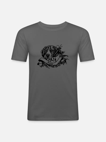 Beagle an Retro Banner - Men's Slim Fit T-Shirt - graphite grey