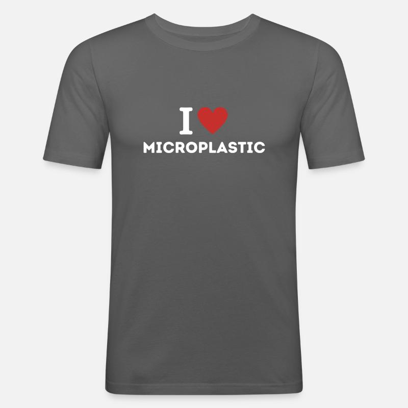 I love Microplastic - Männer Slim Fit T-Shirt - Graphite