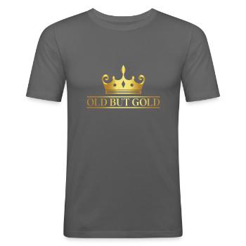 Old but gold mit Krone, Old but gold König - Männer Slim Fit T-Shirt - Graphite - Vorne - Nik (191cm)