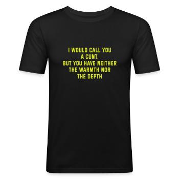 Humour adulte offensant Je t’appellerais un con - T-shirt près du corps Homme - noir - Devant - Nik (191cm)