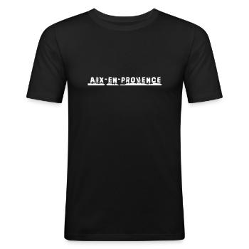 Aix en Provence - Männer Slim Fit T-Shirt - Schwarz - Vorne - Nik (191cm)