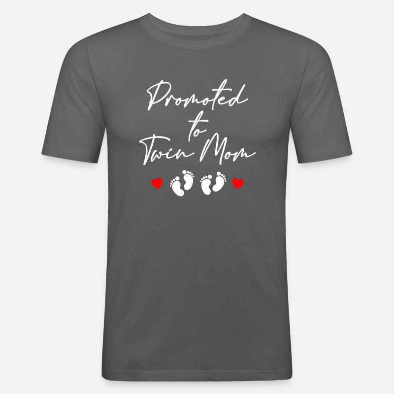 Mama Bliźnięta Niemowlęta Dzieci Narodziny dziecka - Obcisła koszulka męska - grafitowy