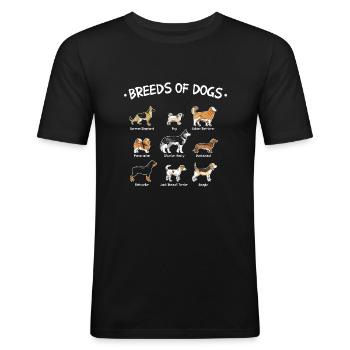 Races de chiens - T-shirt près du corps Homme - noir - Devant - Nik (191cm)