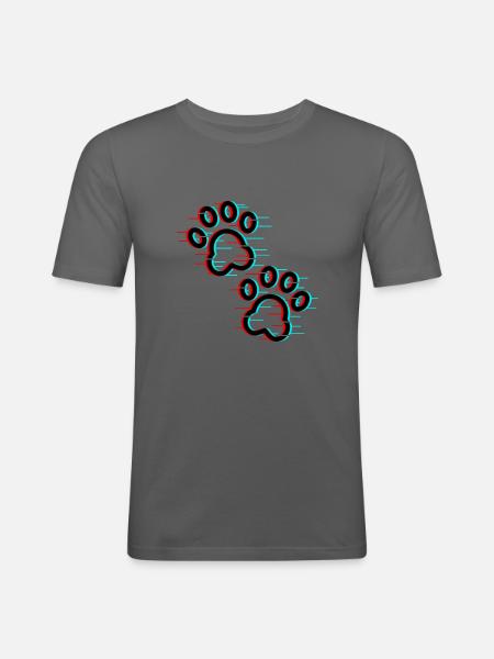 Glitch Pfotenabdruck - Männer Slim Fit T-Shirt - Graphite