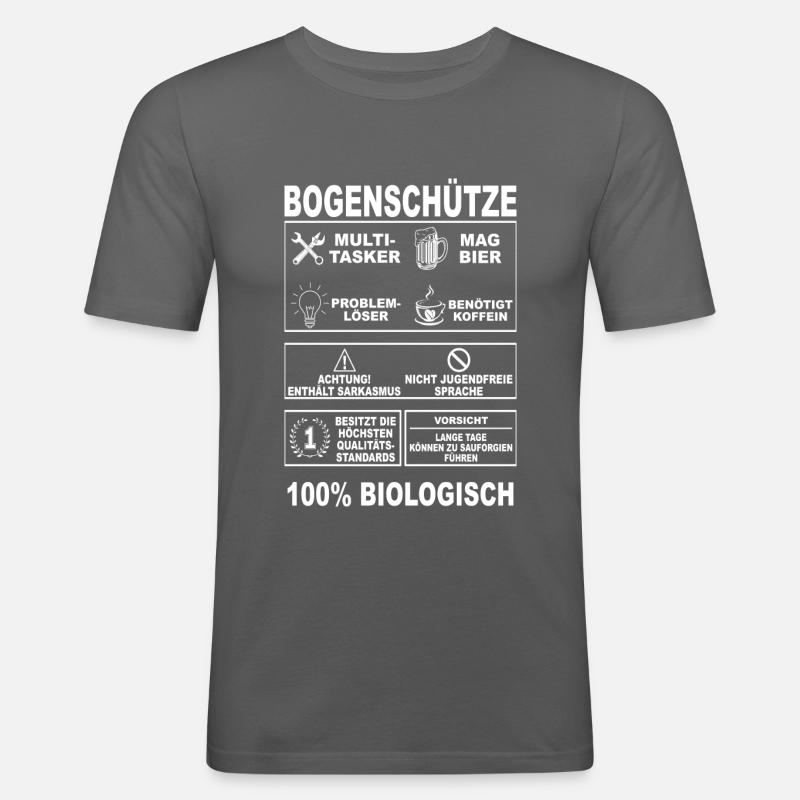 Bogenschiessen Bogenschütze Bogen Pfeil Langbogen - Männer Slim Fit T-Shirt - Graphite