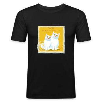ITALIENISCHE POST - Männer Slim Fit T-Shirt - Schwarz - Vorne - Nik (191cm)
