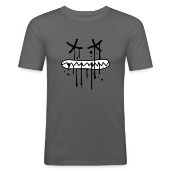 face biting teeth crunching dead death graffiti - Men's Slim Fit T-Shirt - graphite grey - Front - Nik (191cm)