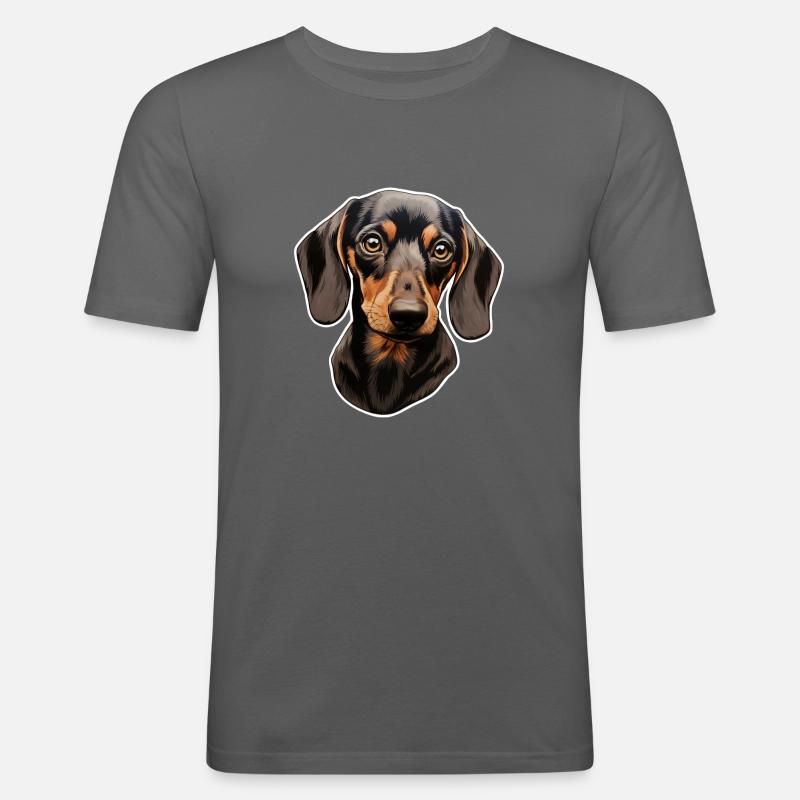 Dackel oder Dachshund - Männer Slim Fit T-Shirt - Graphite