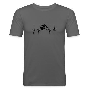 Herzschlag Herzfrequenz Puls Fahrrad Motiv - Männer Slim Fit T-Shirt - Graphite - Vorne - Nik (191cm)