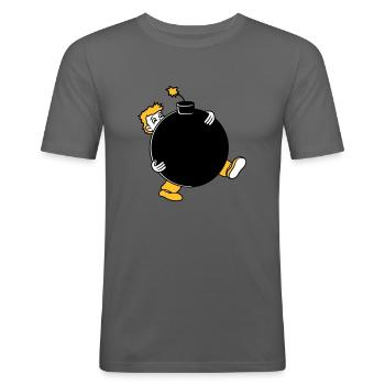 bombe explosion explodieren tnt dynamit gefaehrlic - Männer Slim Fit T-Shirt - Graphite - Vorne - Nik (191cm)