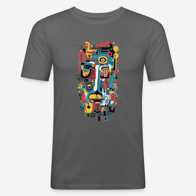 "Geometric Echoes" Abstract Art - Männer Slim Fit T-Shirt - Graphite