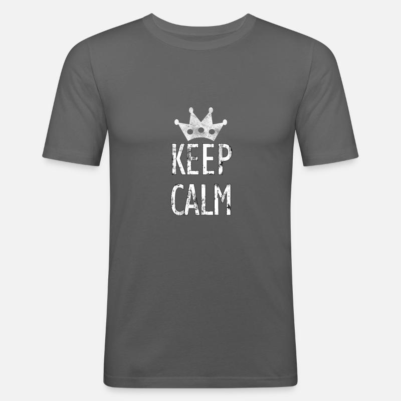 KEEP CALM - Männer Slim Fit T-Shirt - Graphite