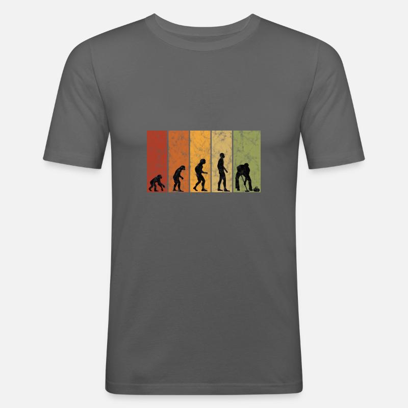 Eis Curling Curler Eisstockschießen Evolution - Männer Slim Fit T-Shirt - Graphite
