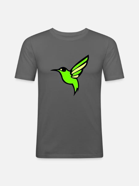 kolibri vogel silhouette - Männer Slim Fit T-Shirt - Graphite