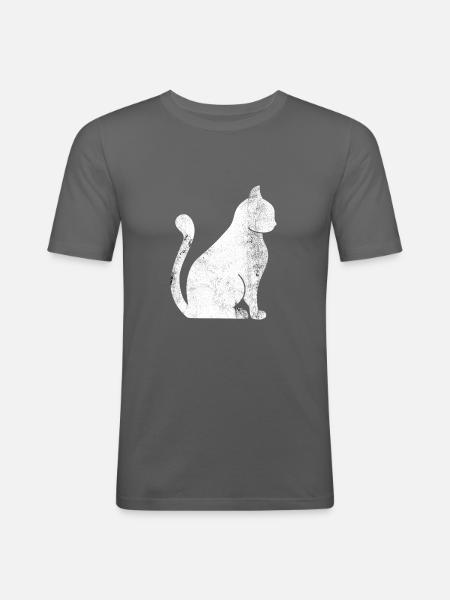 Chat Kater - T-shirt près du corps Homme - gris graphite