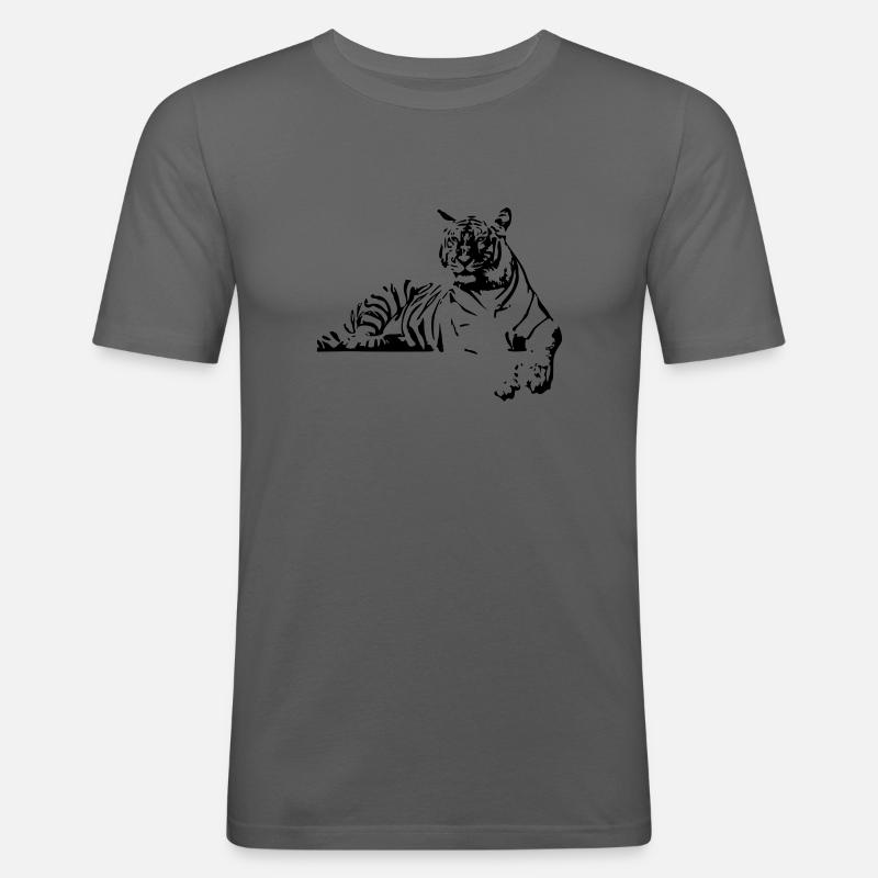 Tiger in Ruhe - Shere Khan - Männer Slim Fit T-Shirt - Graphite