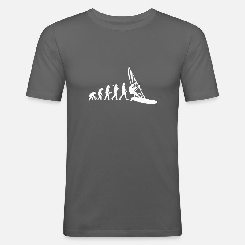 Windsurfing Evolution Surfer Wasser Geschenk - Männer Slim Fit T-Shirt - Graphite
