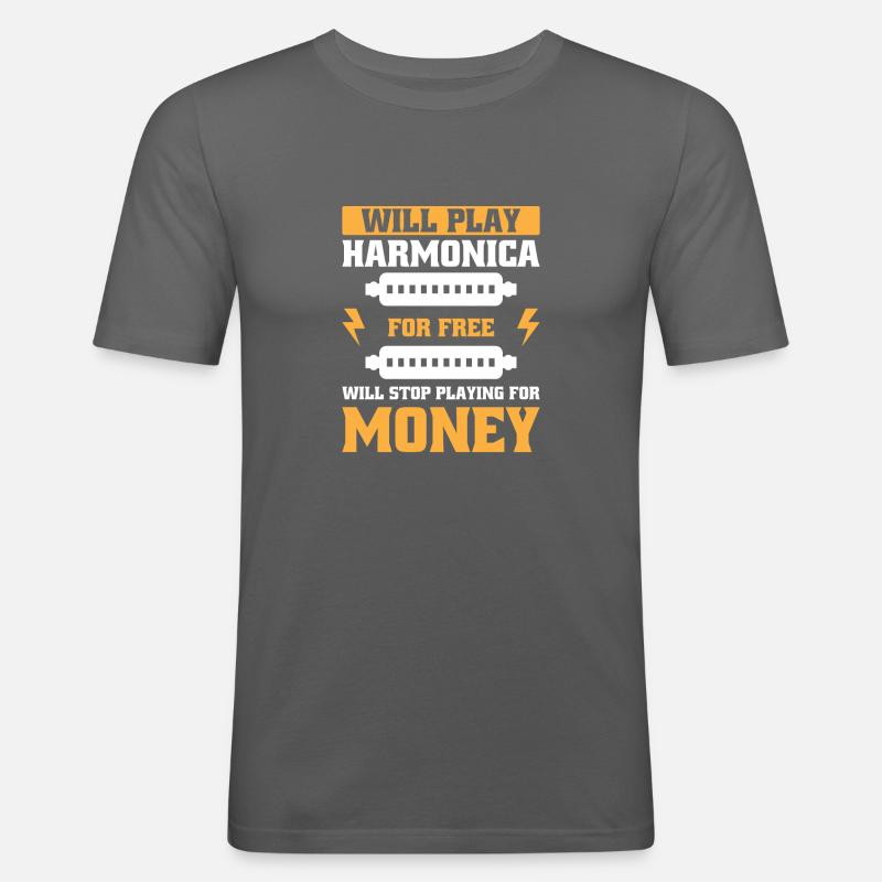 Funny Harmonica Saying Harmonica Player - Männer Slim Fit T-Shirt - Graphite
