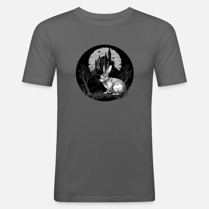 Rabbit Bunny Gothic-Kunst - Männer Slim Fit T-Shirt - Graphite