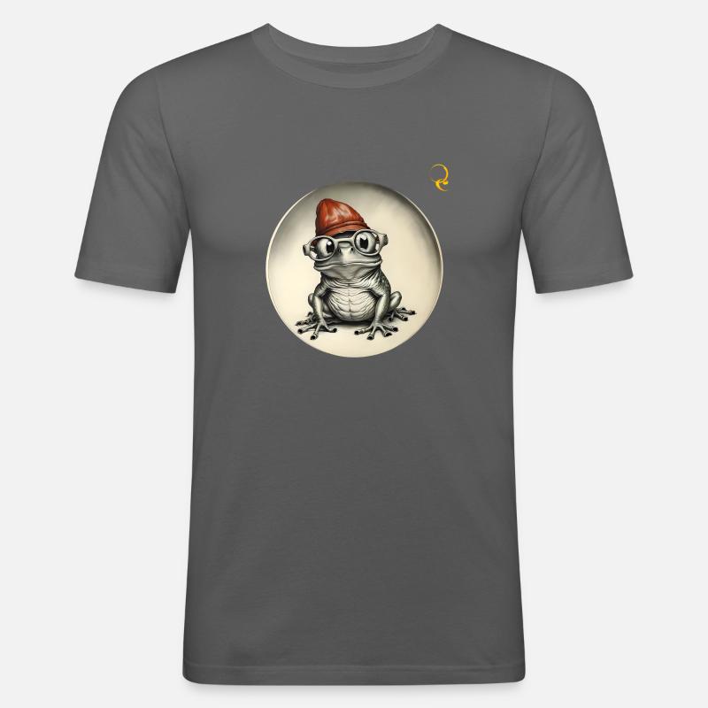 FROSCH MIT BRILLE - Männer Slim Fit T-Shirt - Graphite