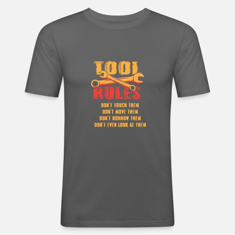 Funny Tools Rules Toolmaker Mechanic - Männer Slim Fit T-Shirt - Graphite