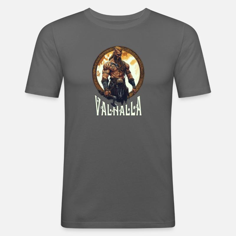 Wikinger Viking Valhalla Krieger - Männer Slim Fit T-Shirt - Graphite